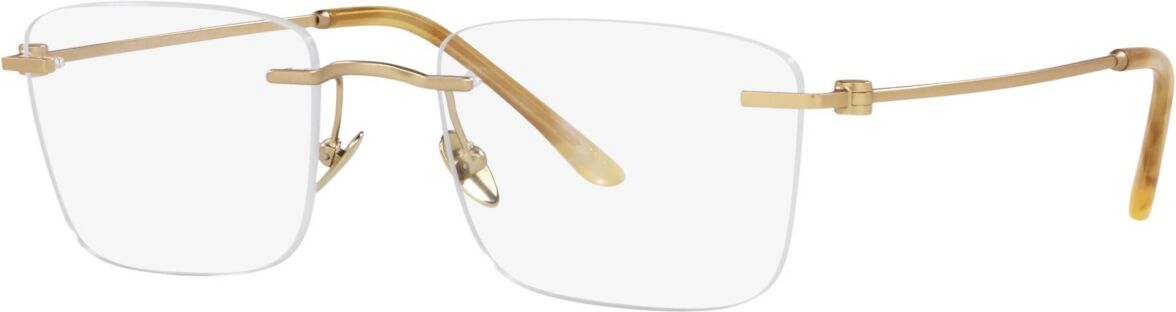 Giorgio Armani Men's Rectangle Eyeglasses - Matte Pale Gold Tone