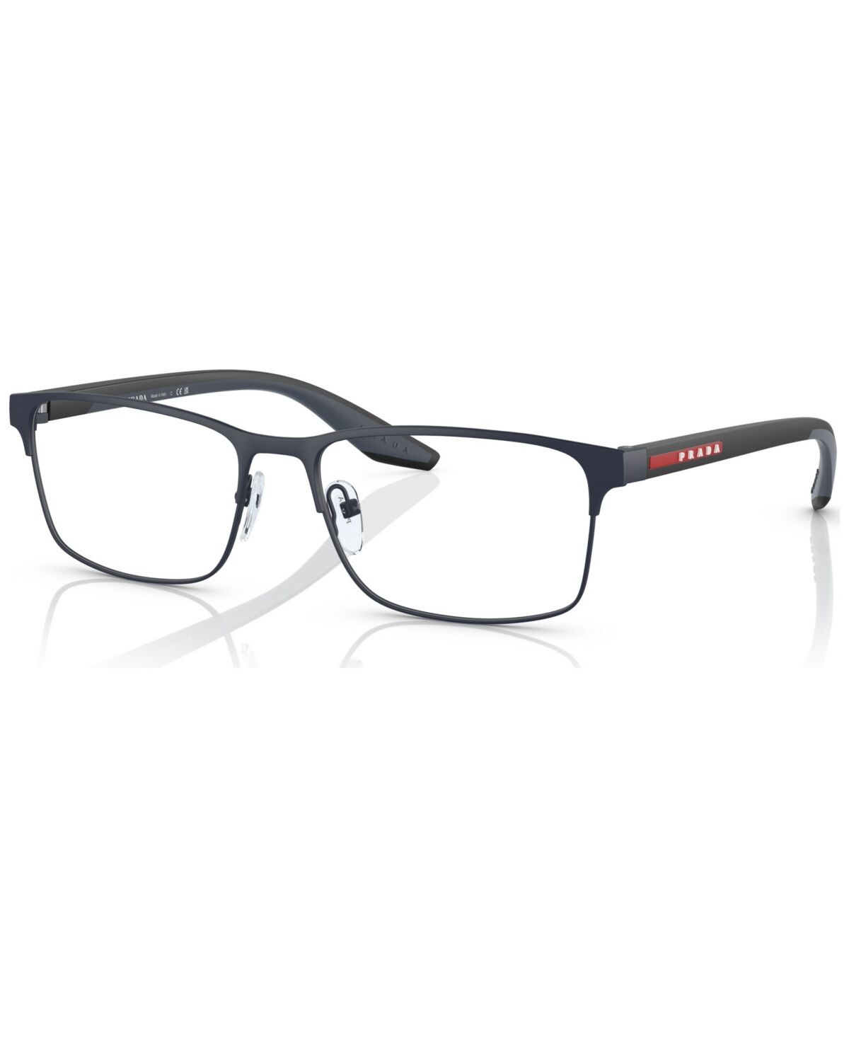 Prada Linea Rossa Men's Rectangle Eyeglasses, Ps 50PV55-o - Rubber Blue