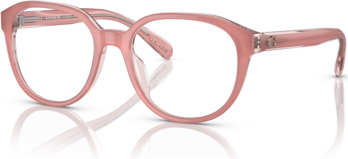 Coach Women's Round Eyeglasses, HC6209U 52 - Milky Pink, Transparent Pink