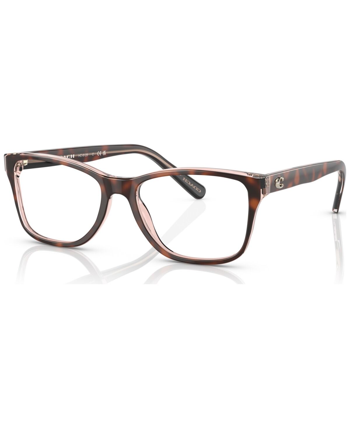 Coach Women's Rectangle Eyeglasses, HC612952-o - Tortoise on Transparent Pink