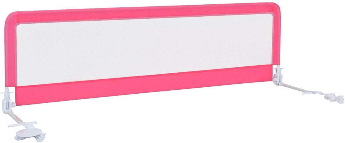 Slickblue 71 Inch Extra Long Swing Down Bed Guardrail with Safety Straps - Pink