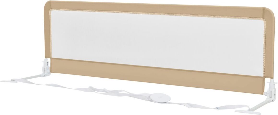 Slickblue 71 Inch Extra Long Swing Down Bed Guardrail with Safety Straps - Beige