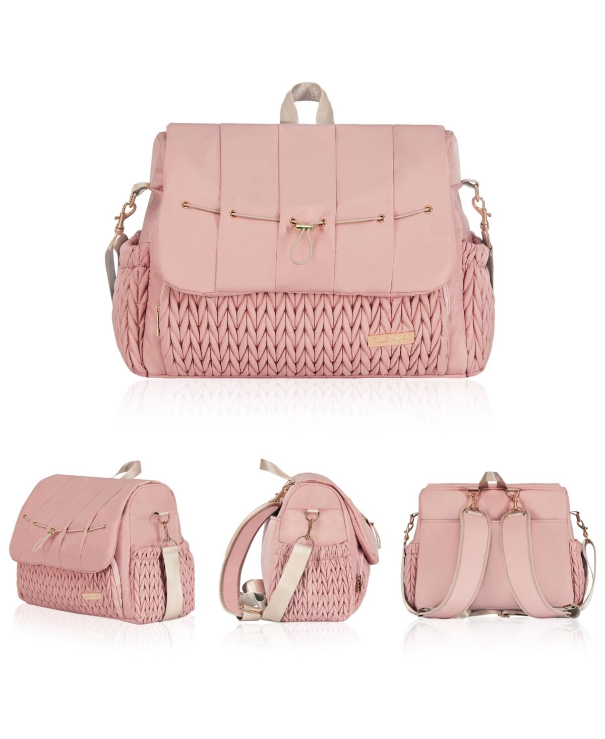 Hannah & Sophia Hannah&Sophia Belle Convertible Diaper Backpack & Messenger Bag - Pink