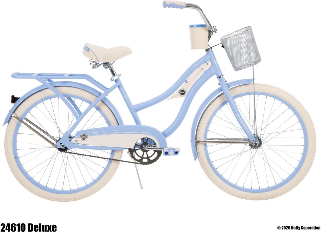 Huffy 24-Inch Deluxe Girls Cruiser Bike for Women - Blue