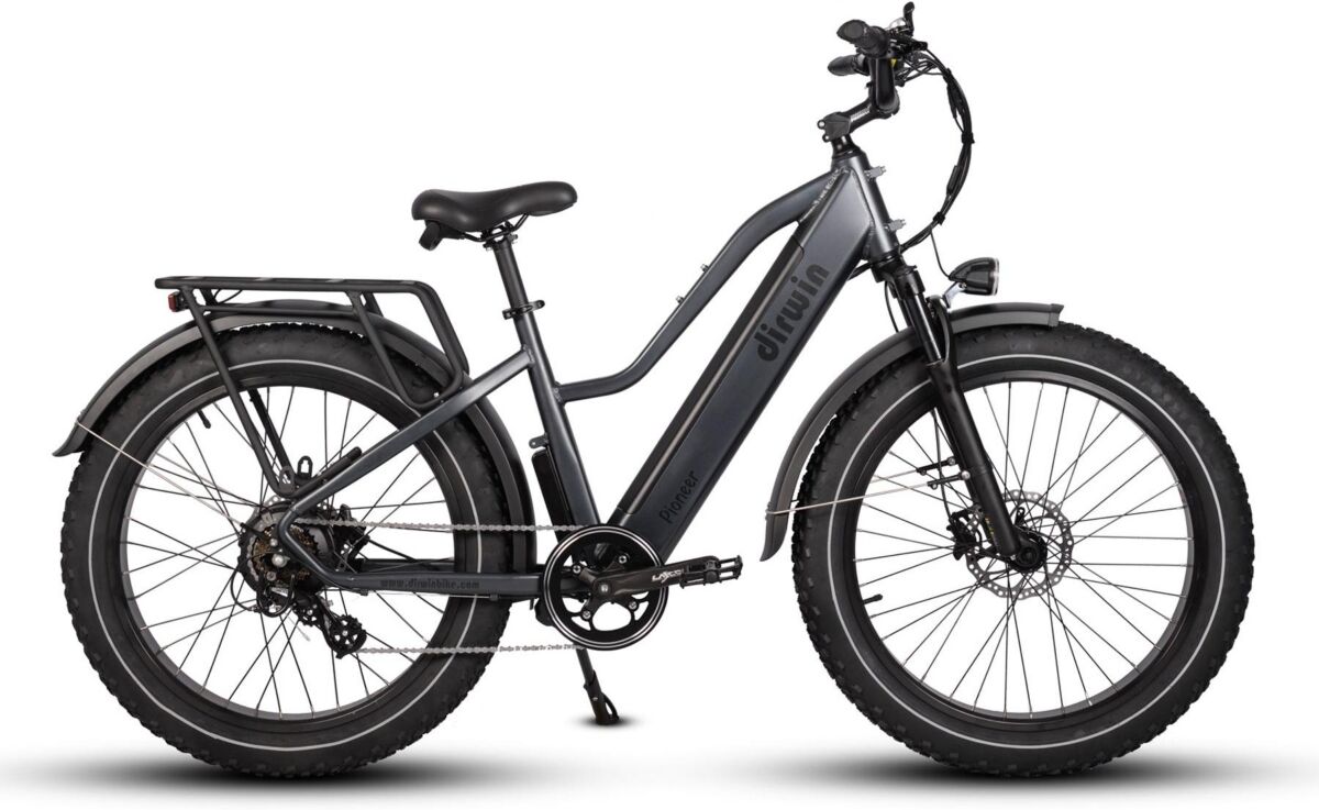 Dirwin Pioneer Step-thru Fat Tire Electric Bike - Grey