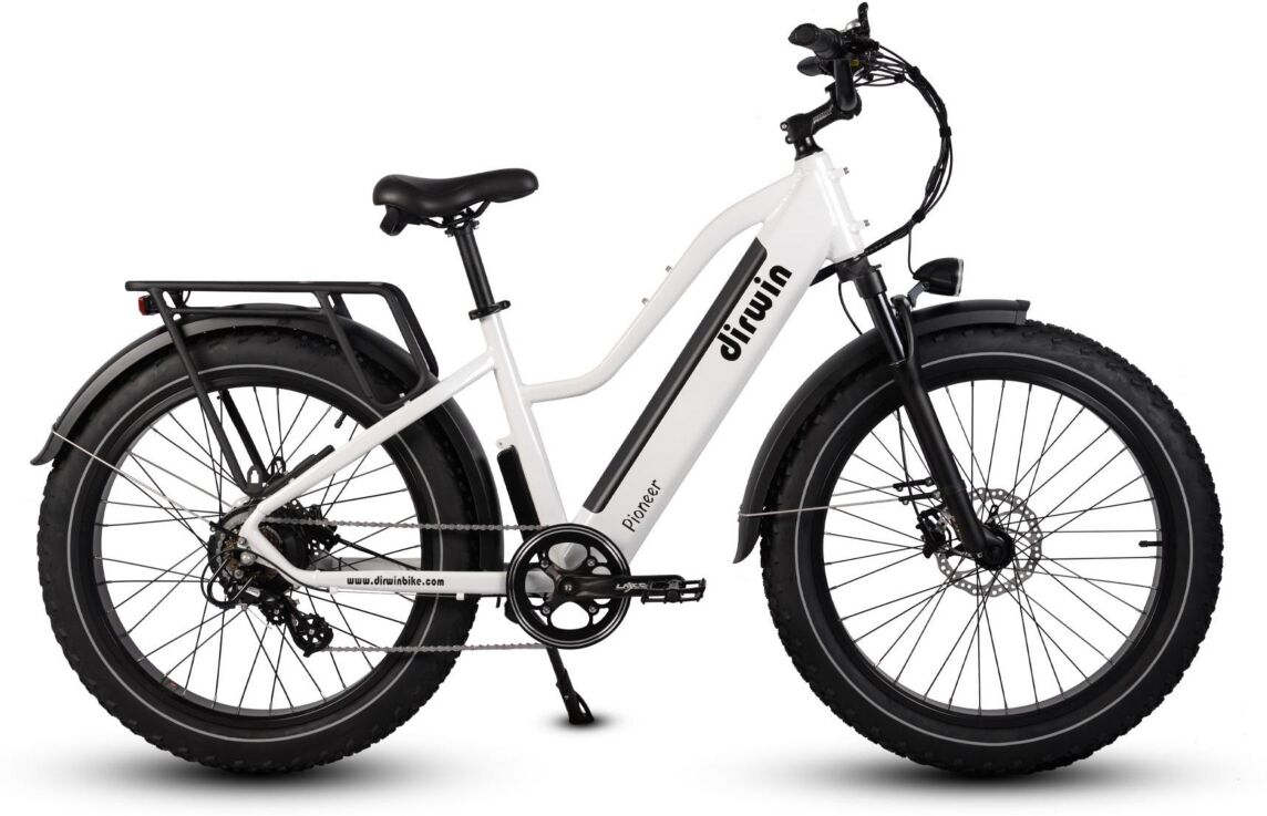 Dirwin Pioneer Step-thru Fat Tire Electric Bike - White