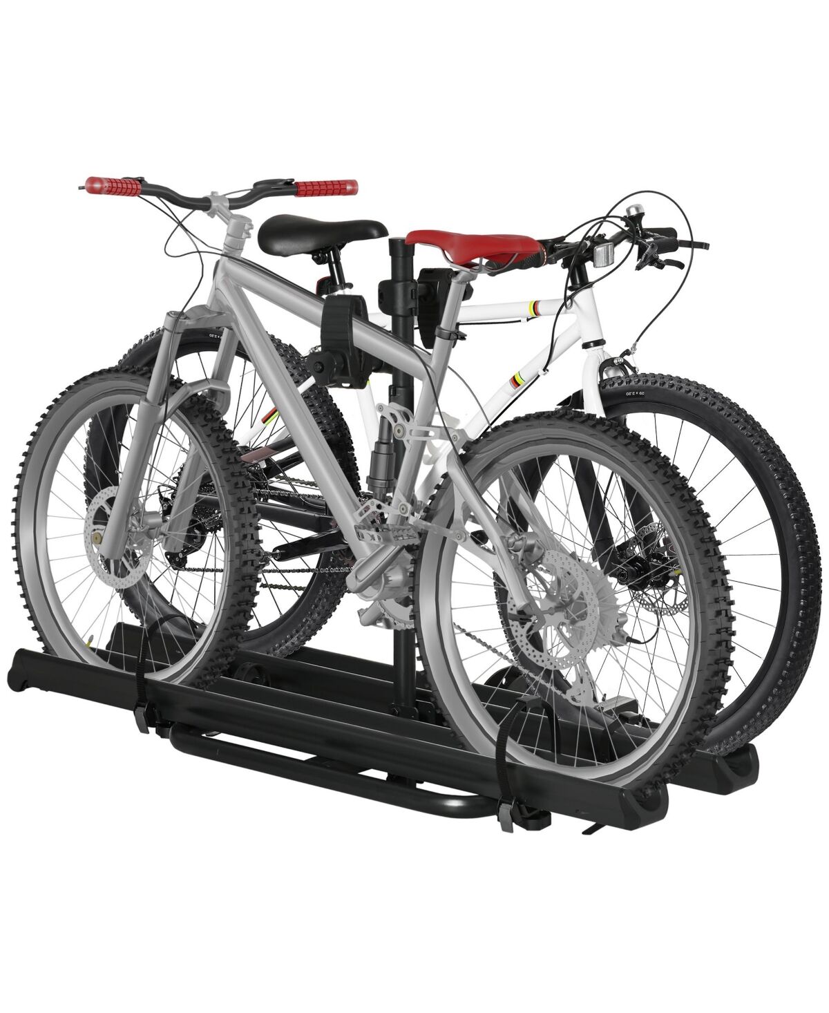 Homcom Heavy-Duty Folding Car Bike Rack for 2 Bikes, Bicycle Storage, Road, Fat Tire, & Mountain Rear Bike Accessories for Suv, Sedan, Hatchback, Mini