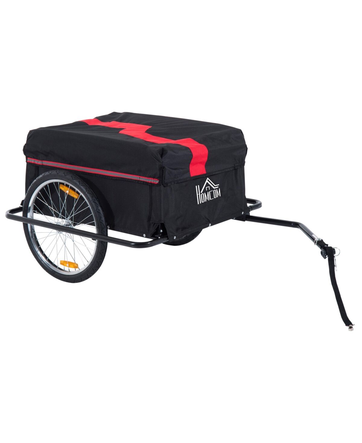 Aosom Bicycle Cargo Trailer, Two-Wheel Bike Luggage Wagon Bicycle Trailer with Removable Cover, Red - Black and red