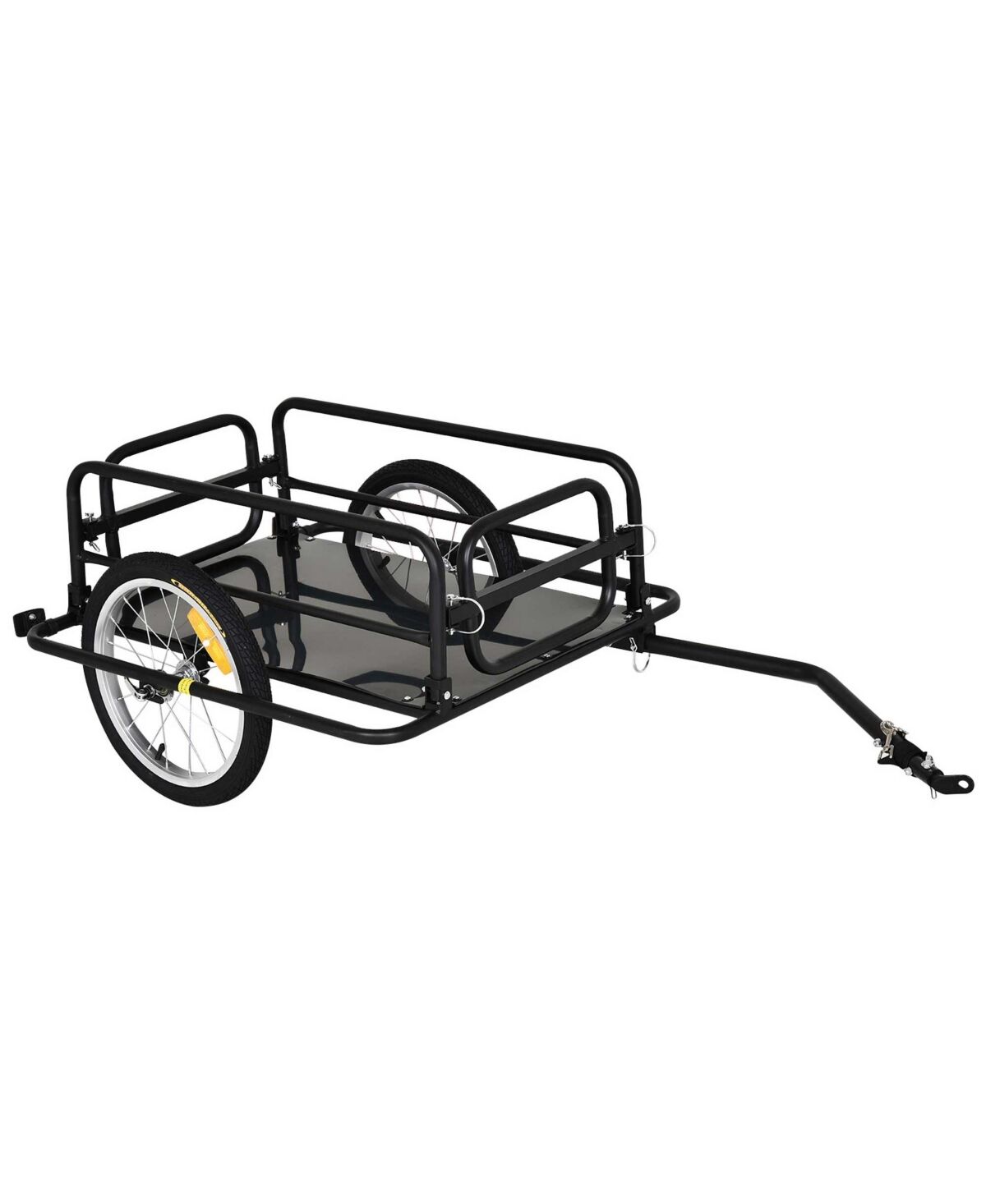 Aosom Bike Cargo Trailer Bicycle Cart Wagon Trailer w/ Hitch, 16'' Wheels, 88 lbs Max Load - Black - Black