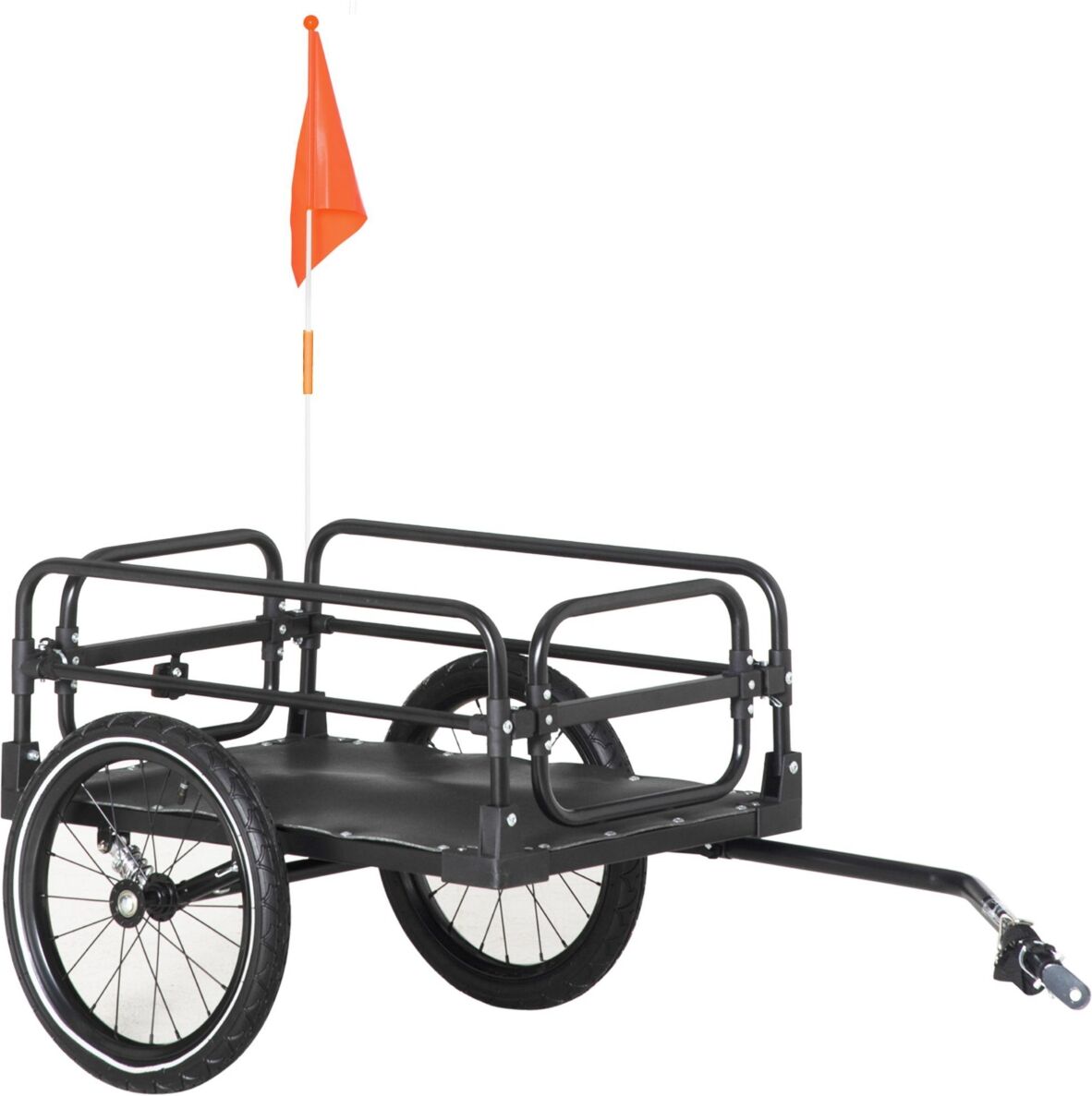 Aosom Bike Cargo Trailer Bike Wagon Bicycle Trailer with Suspension, Triple Safety Features, 16'' Wheels, 88 lbs Max Load - Black