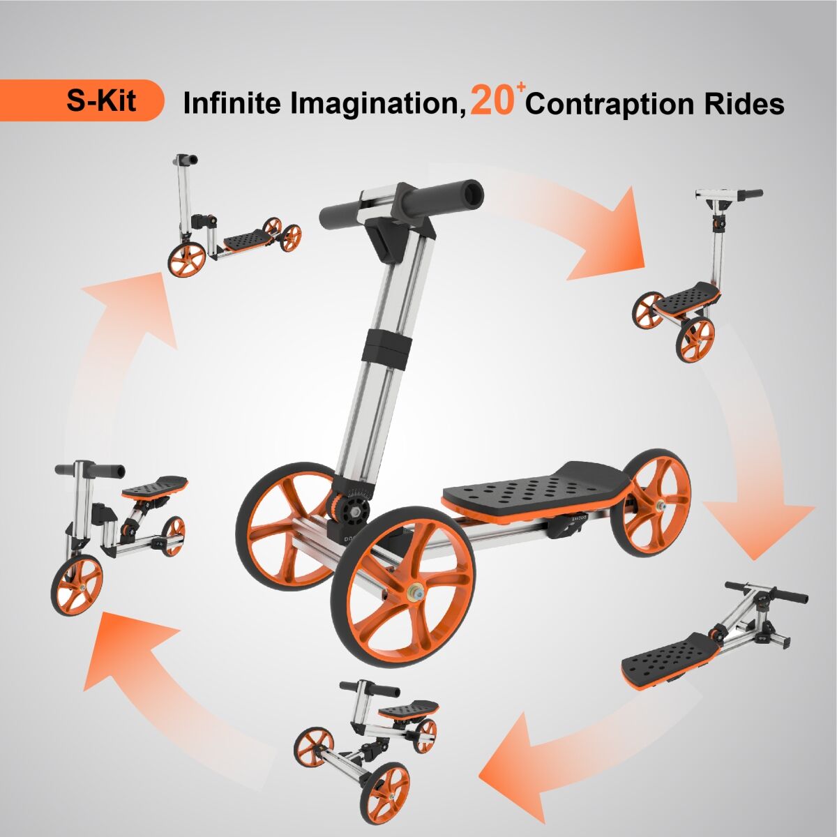 Simplie Fun KidRock Constructible Kit 20 in 1 Kids Balance Bike No Pedals Toys for 1 to 4 Year Old Engineering Building Kit Kids Sit/Stand Scooter Mos