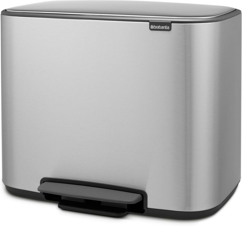 Brabantia Bo Step on Dual Compartment Trash Can, 3 plus 6 Gallon, 11 plus 23 Liter - Matte Steel Fingerprint Proof