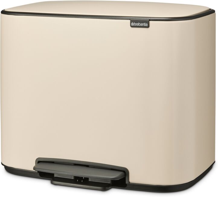 Brabantia Bo Step on Dual Compartment Trash Can, 3 plus 6 Gallon, 11 plus 23 Liter - Soft Beige