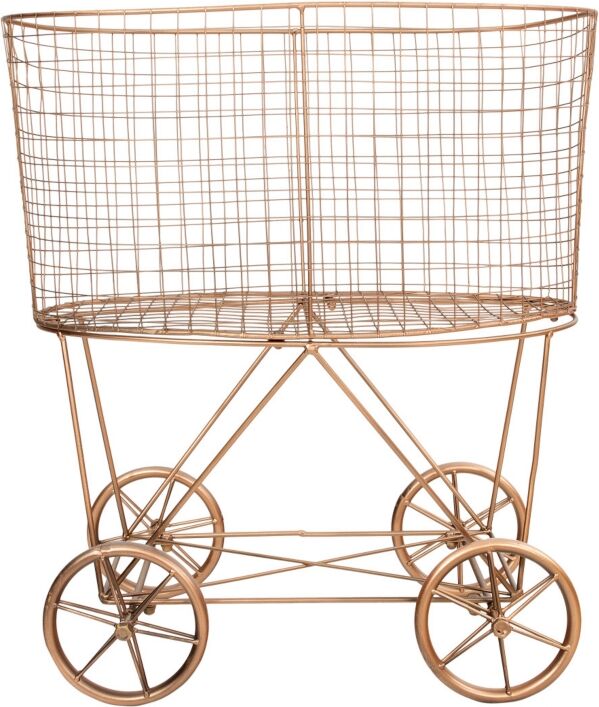 Storied Home Metal Rolling Laundry Cart with Rack, Copper - Gold