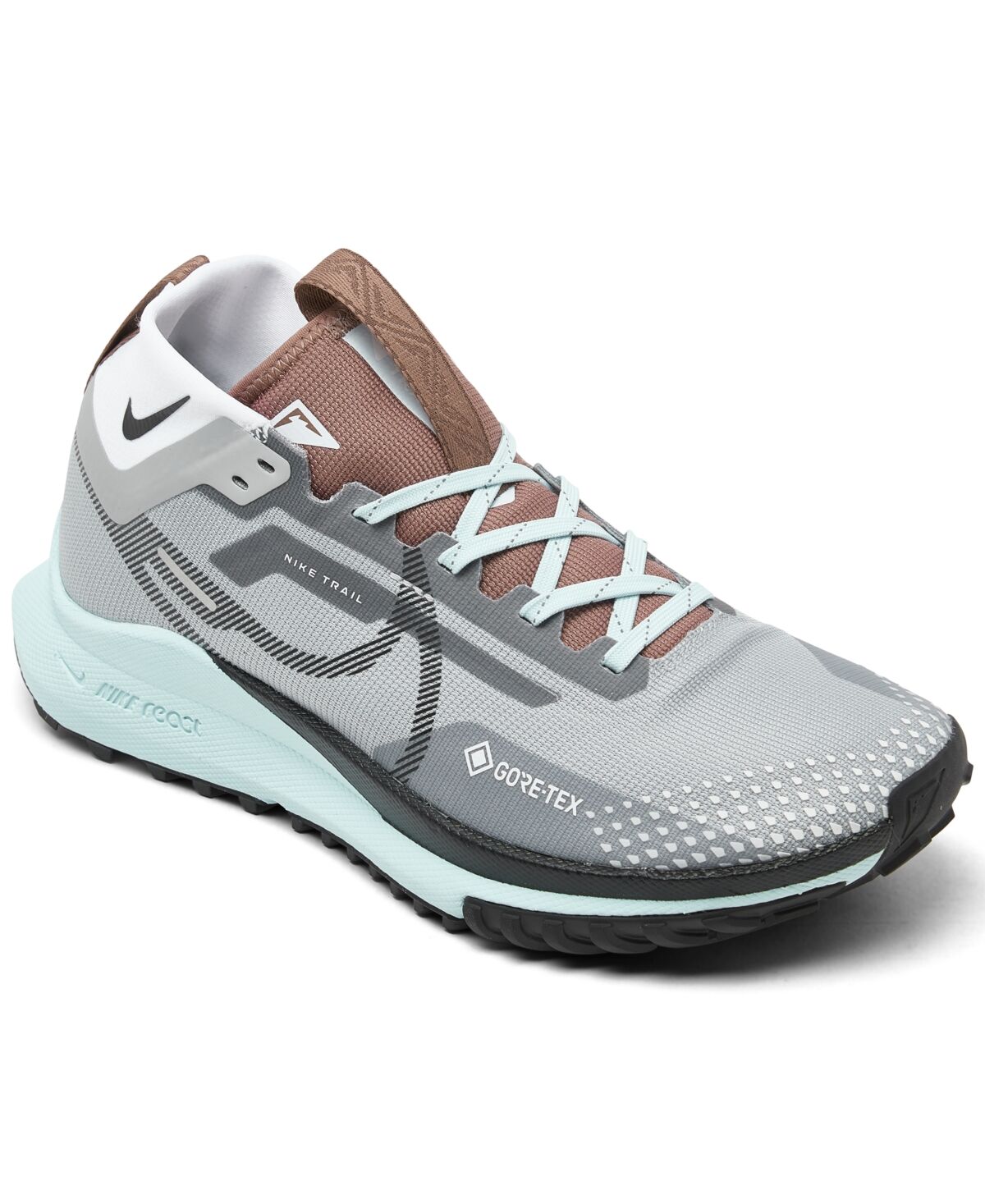 Nike Women's React Pegasus Trail 4 Gore-tex Water-resistant Trail Running Sneakers from Finish Line - Light Smoke Gray, Glacier