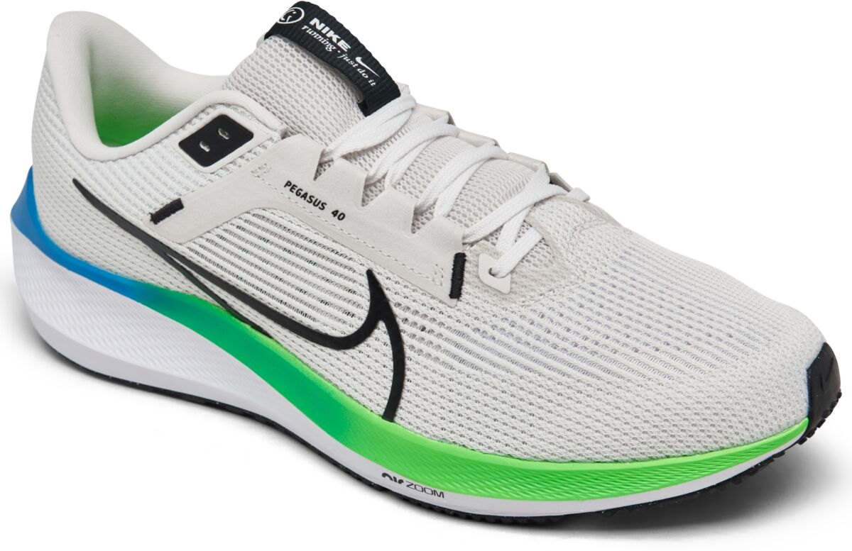 Nike Men's Air Zoom Pegasus 40 Running Sneakers from Finish Line - Platinum Tint, White, Green