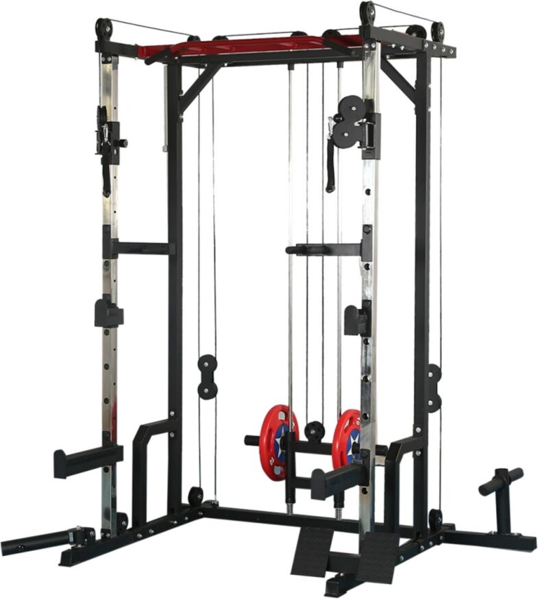 Simplie Fun Power cage with Lat PullDown and Weight Storage Rack Optional Weight Bench, 1400 lb Capacity Power Rack for Home and Garage Gyms, Multiple Accessory S