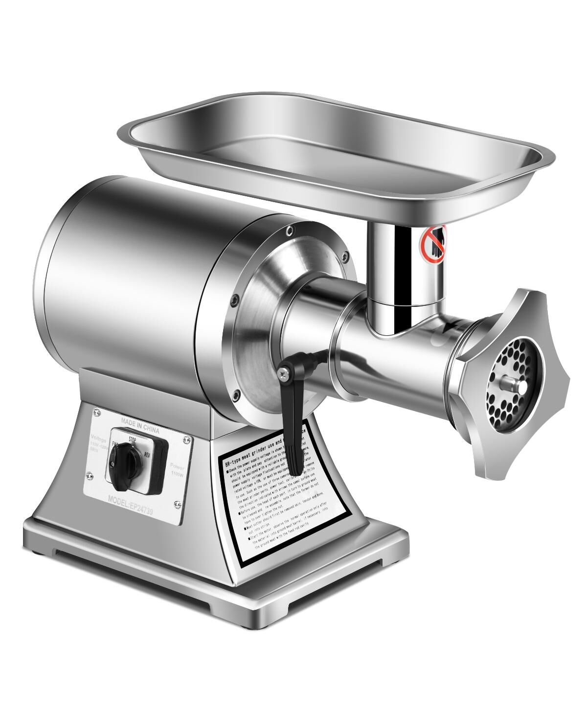 Sugift Heavy Duty 1.5HP 1100W 550LB/h Commercial Grade Meat Grinder - Silver