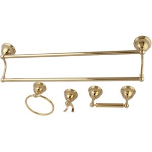 Kingston Brass Restoration 4-Pc. Dual Towel Bar Bathroom Hardware Set - Polished Brass