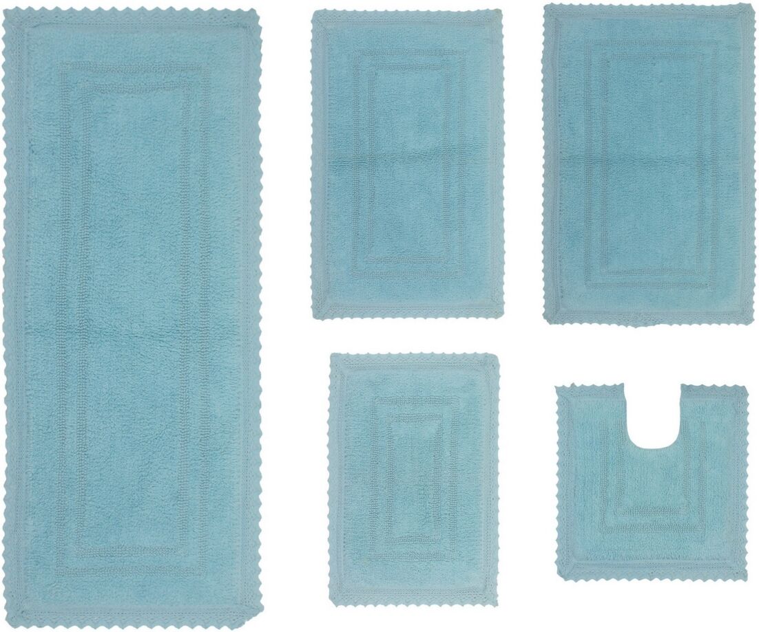 Home Weavers Opulent Reversible 5-Pc. Bath Rug Set - Aqua