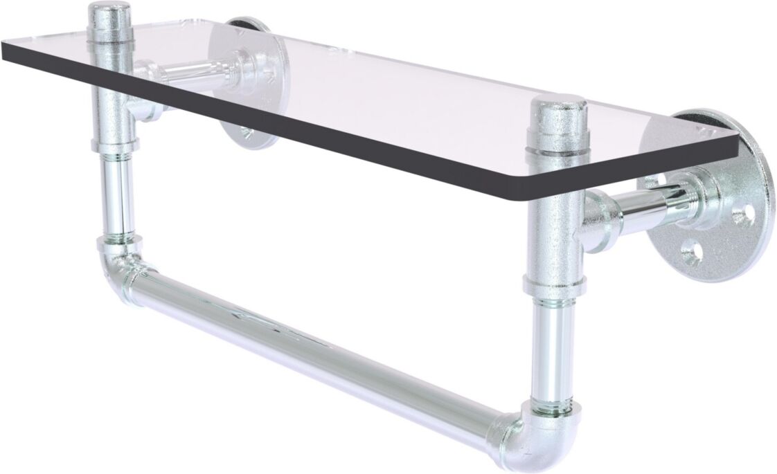 Allied Pipeline Collection 16 Inch Glass Shelf with Towel Bar - Polished chrome