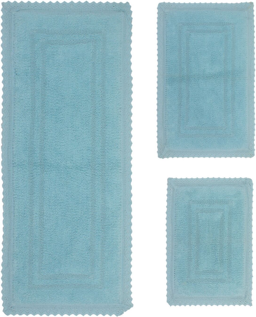 Home Weavers Opulent Reversible 3-Pc. Bath Rug Set - Aqua