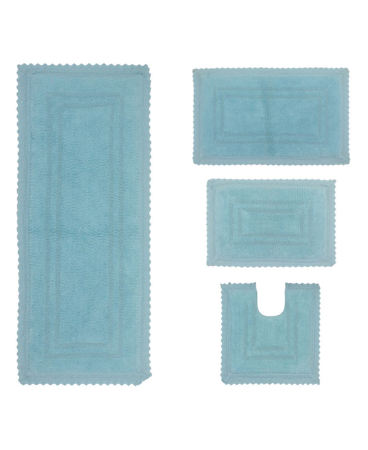 Home Weavers Opulent Reversible 4-Pc. Bath Rug Set - Aqua