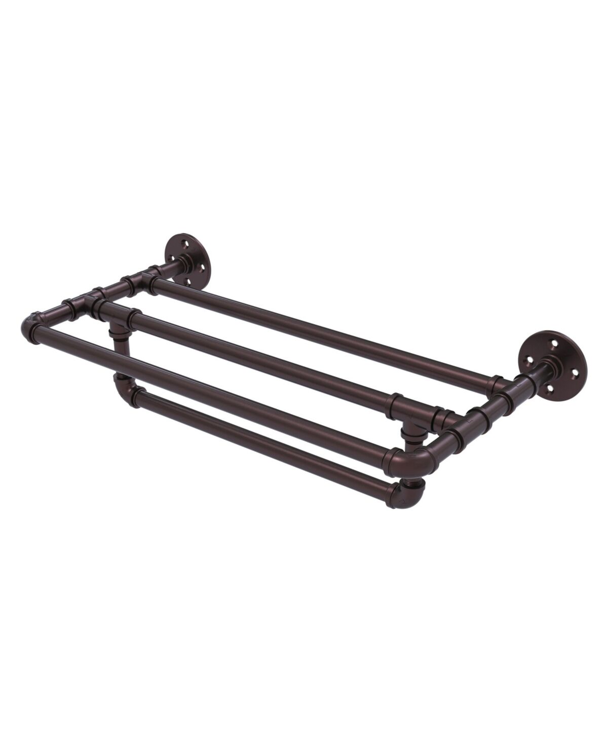 Allied Pipeline Collection 36 Inch Wall Mounted Towel Shelf with Towel Bar - Antique bronze