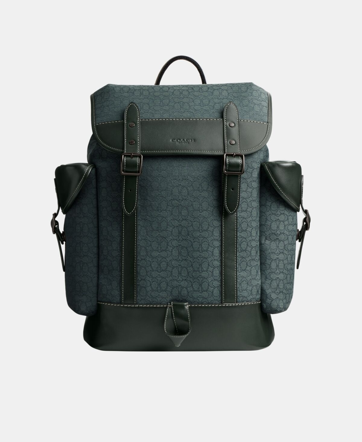 Coach Leather Hitch Backpack in Micro Signature Jacquard - Amazon Green