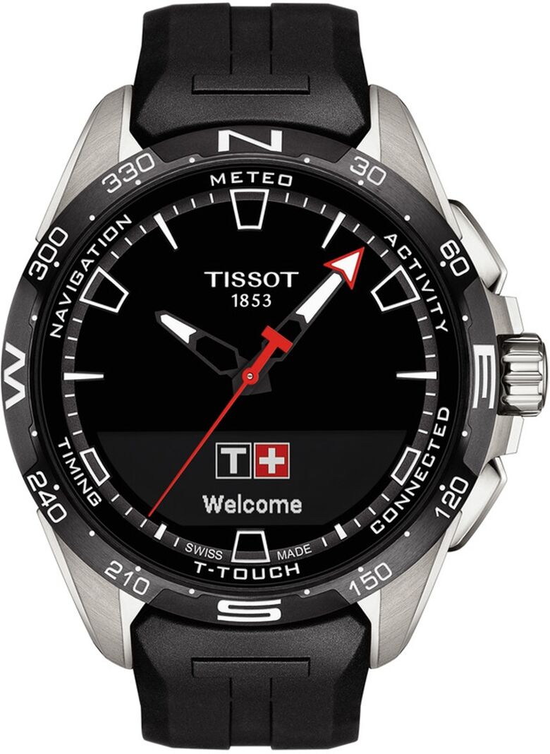 Tissot Men's Swiss T-Touch Connect Solar Black Rubber Strap Smart Watch 48mm - Black