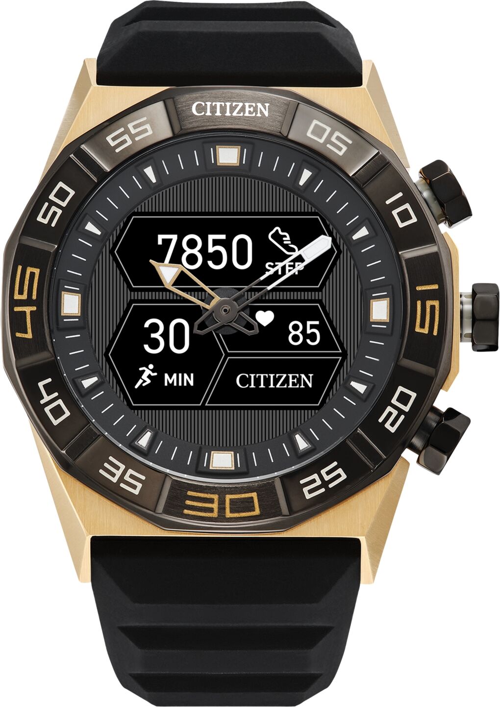 Citizen Men's Cz Smart Hybrid Black Silicone Strap Smart Watch 44mm - Gold-tone