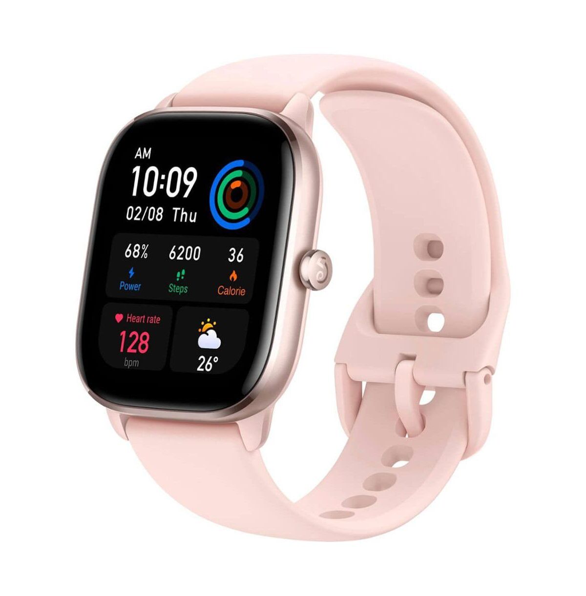 Amazfit Gts 4 Mini Smartwatch Unisex Watch - Flamingo Pink Silicone Strap - Light/pastel Pink
