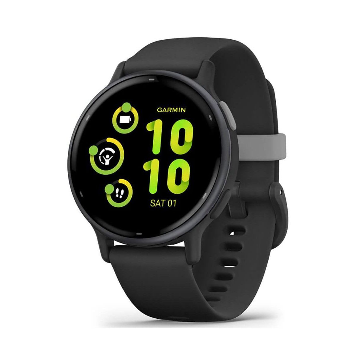 Garmin Fitness Unisex Smart watch - Slate Silicone Strap - Black