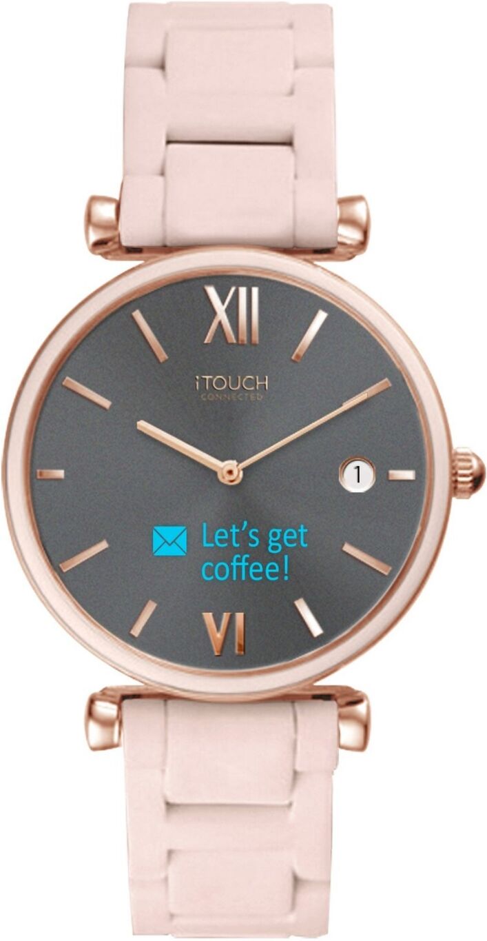 Itouch Connected Women's Hybrid Smartwatch Fitness Tracker: Rose Gold Case with Blush Metal Strap 38mm - Blush