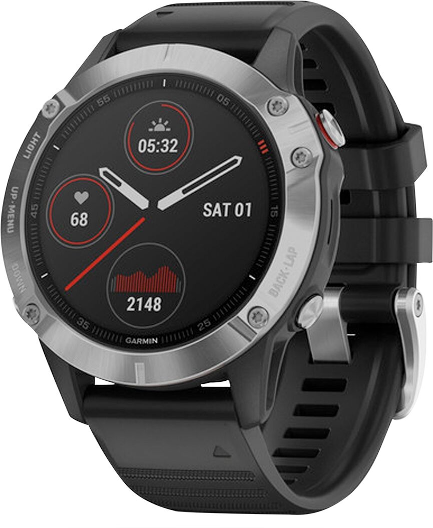 Garmin Multisport Gps Unisex Smart watch Silver with Silicone Black Band - Black