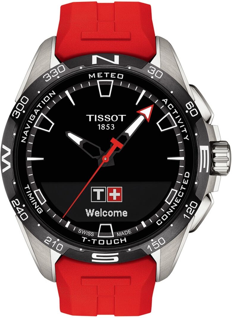 Tissot Men's Swiss T-Touch Connect Solar Red Rubber Strap Smart Watch 48mm - Red