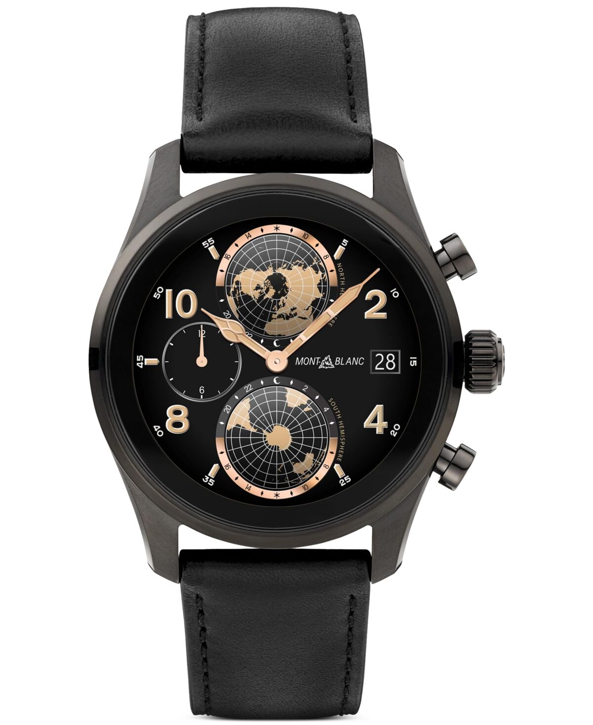 Montblanc Men's Summit 3 Black Leather Strap Smart Watch 42mm - Black