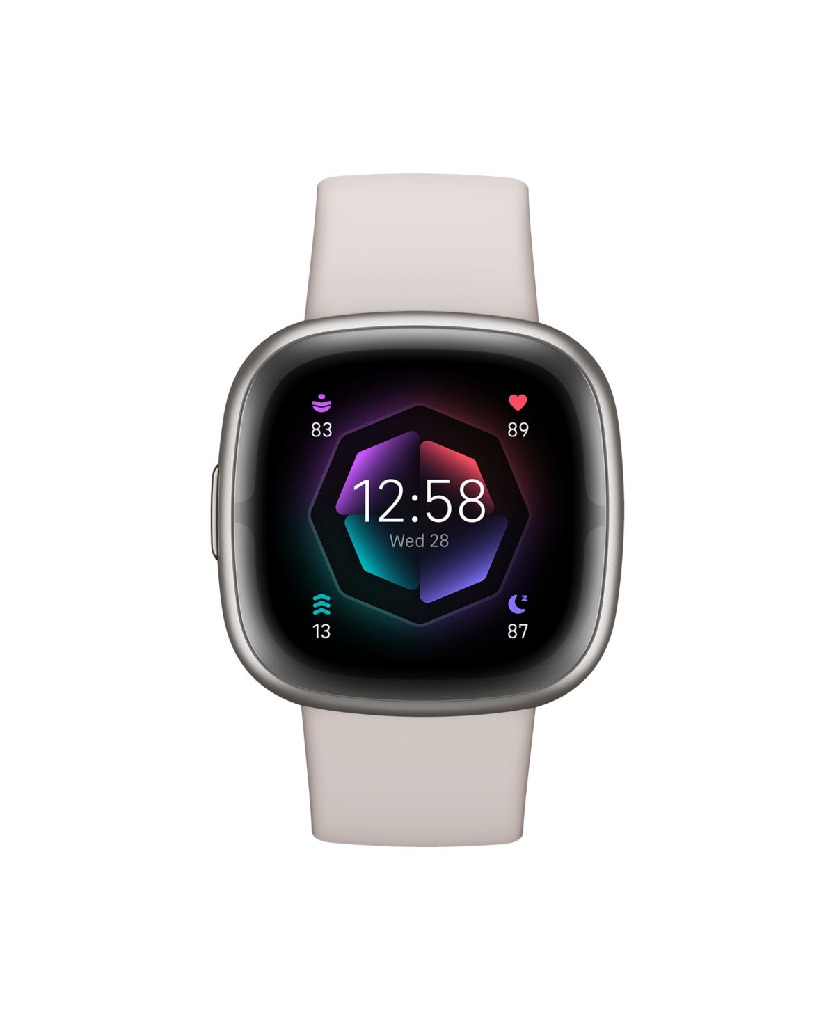 Fitbit Sense 2 Lunar White Platinum Smartwatch, 39mm - Lunar White, Platinum