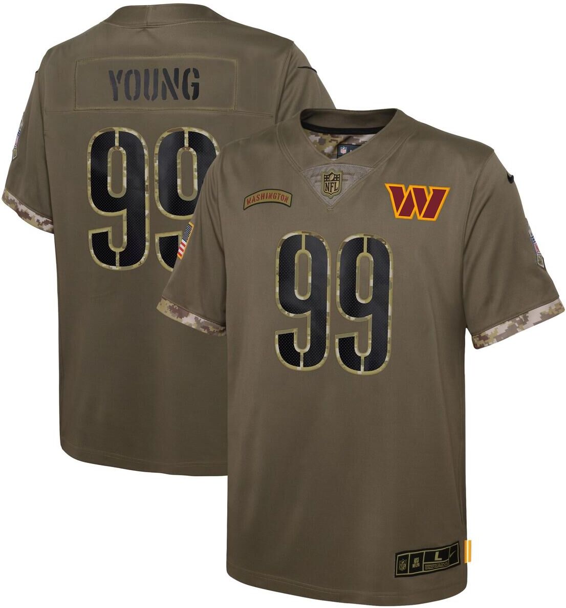 Nike Big Boys Nike Chase Young Olive Washington Commanders 2022 Salute To Service Player Limited Jersey - Olive