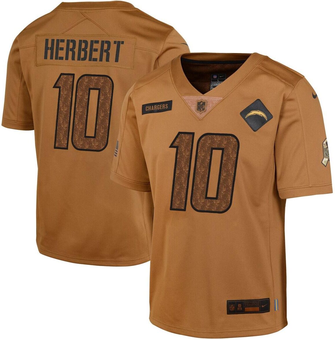 Nike Big Boys Nike Justin Herbert Brown Los Angeles Chargers 2023 Salute To Service Limited Jersey - Brown