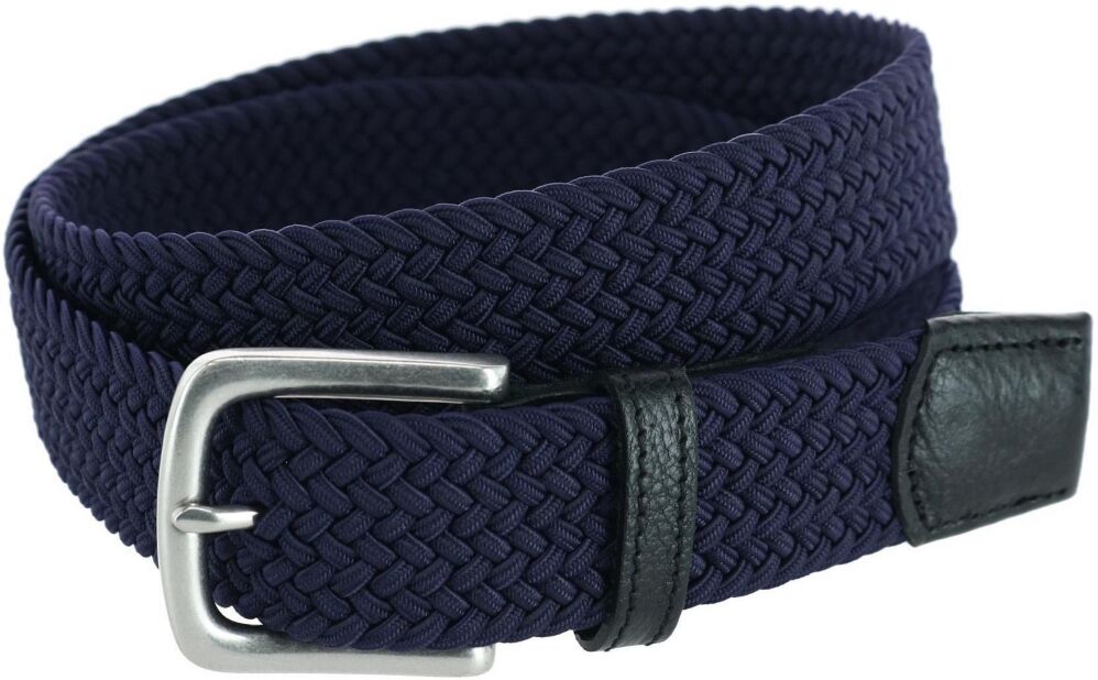 Trafalgar Big & Tall Riverside Solid Stretch Weave Belt - Navy