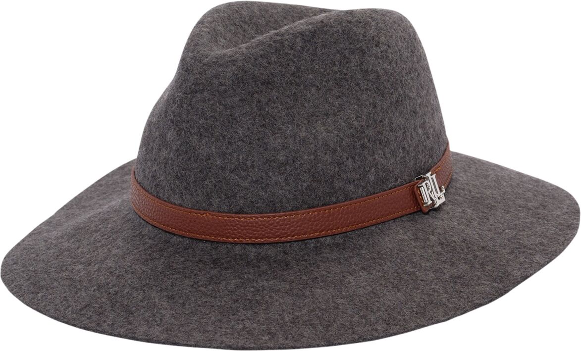 Ralph Lauren Lauren Ralph Lauren Wool Fedora with Logo Hat - Medium Gray Heather