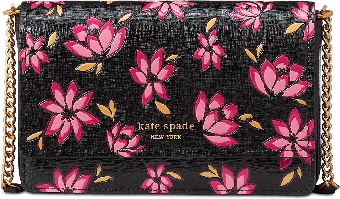 kate spade new york Morgan Winter Blooms Embossed Saffiano Leather Flap Chain Wallet - Pink Multi