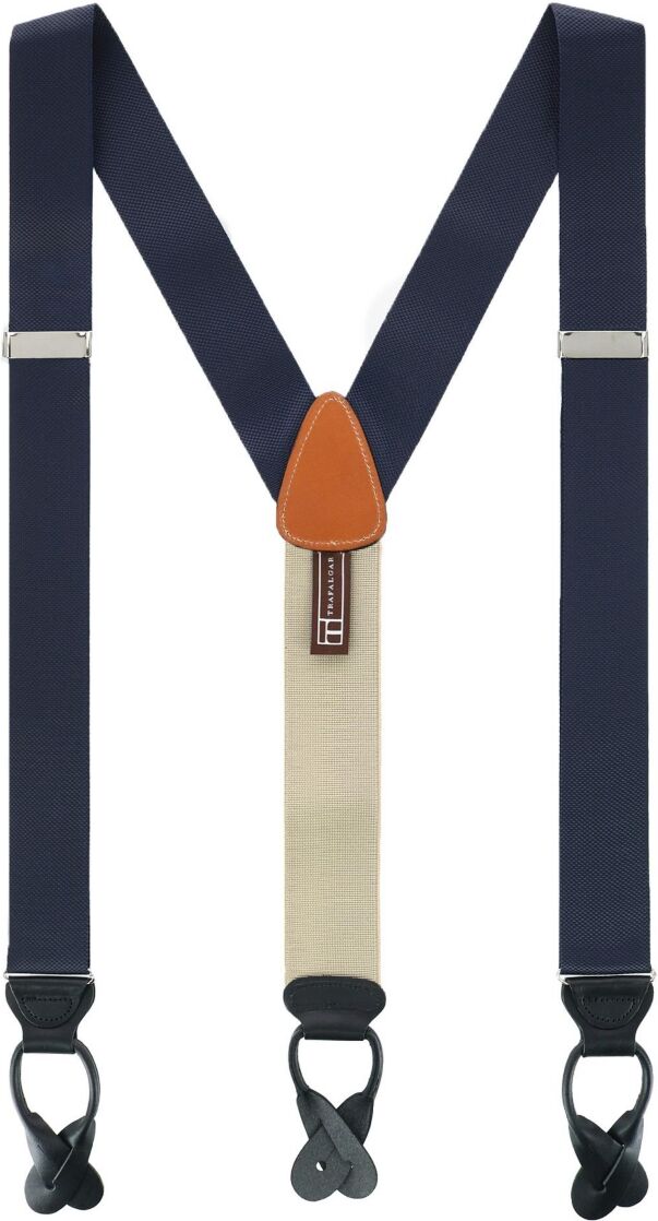 Trafalgar Men's Hudson Solid Button End Suspenders - Navy