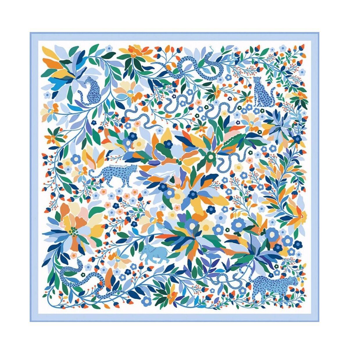 Jessie Zhao New York Silk Scarf Of Day Zoo - White and blue