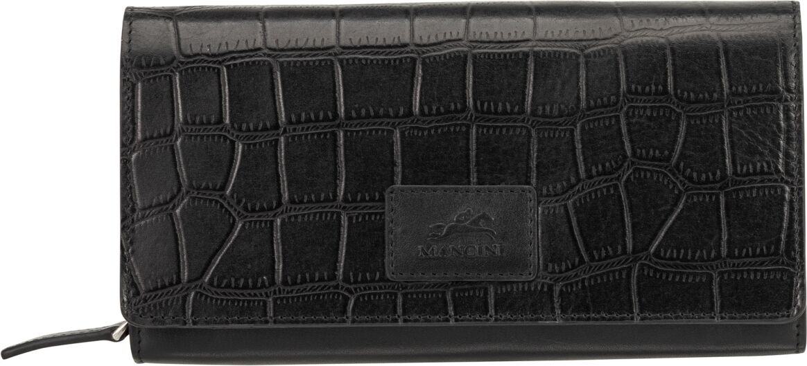 Mancini Women's Croco Collection Rfid Secure Clutch Wallet - Black