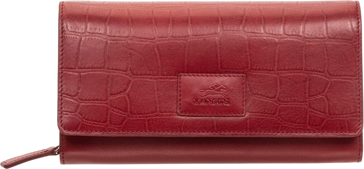 Mancini Women's Croco Collection Rfid Secure Clutch Wallet - Red