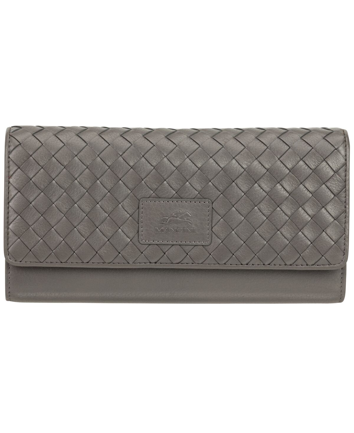 Mancini Women's Basket Weave Collection Rfid Secure Quadruple Fold Wallet - Gray