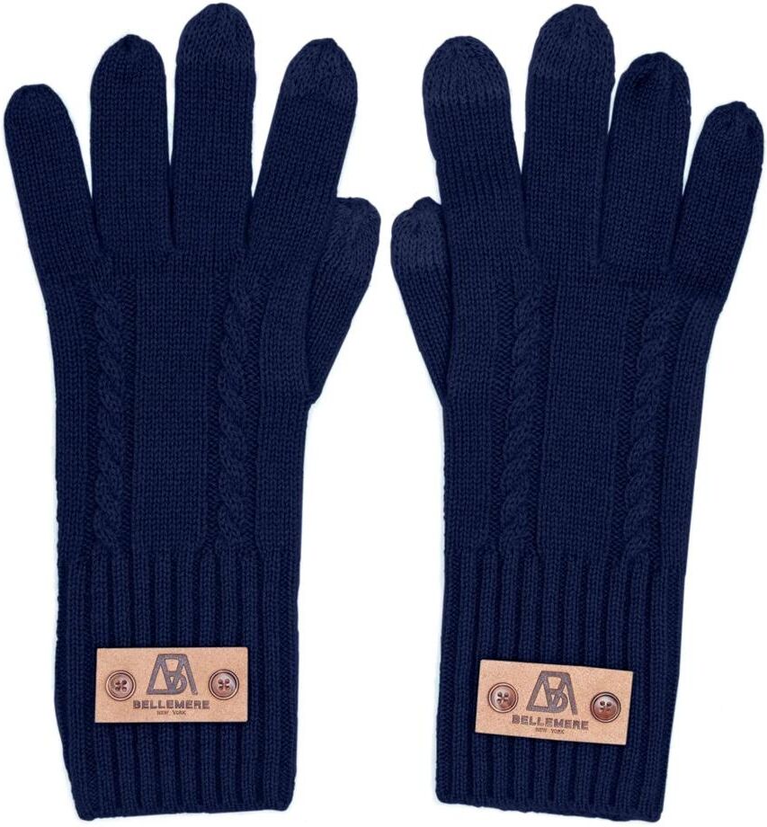 Bellemere New York Bellemere Cable-Knit Touch-screen Cashmere Gloves - Dark blue