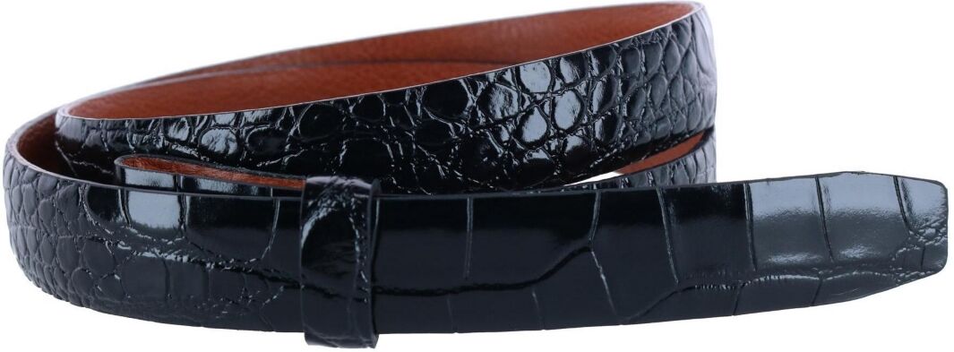 Trafalgar Men's 25mm Gator Embossed Leather Belt Strap - Black